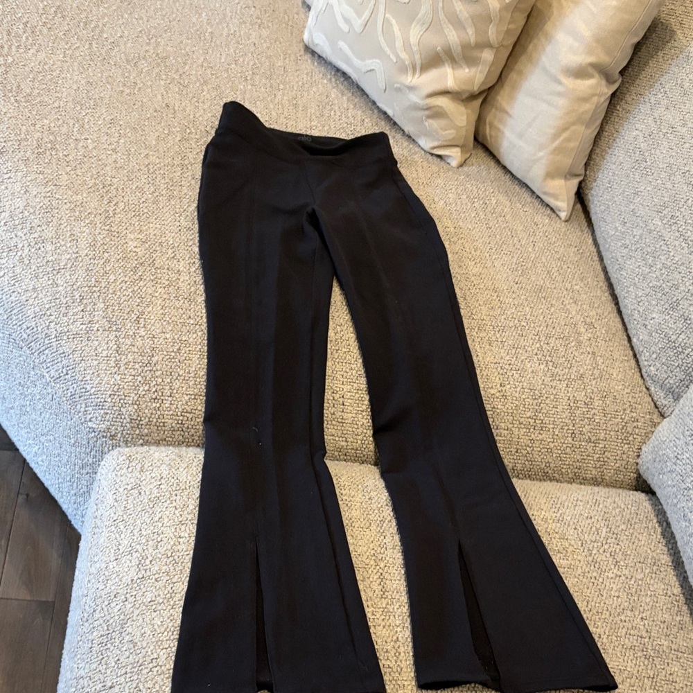 ALO Yoga Black Flared Track Pants with Front Slits